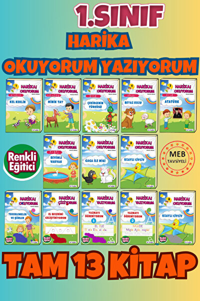 Ata Yayıncılık 1. Sınıf Için Harika Okuyorum Yazıyorum 13 Kitaplık Set