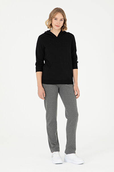 U.S. Polo Assn. Kadın Siyah Kapüşonlu Sweatshirt 50296947-VR046