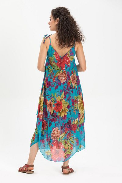 Eliş Şile Bezi Rochie de vară Midi Turcoaz Aphrodite - Voile cu bretele 6138