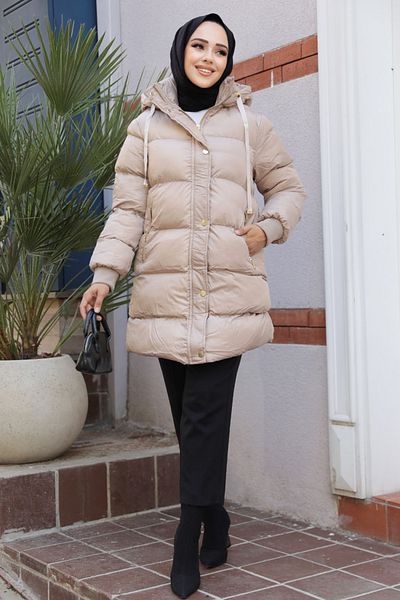 Neva Style Hooded Mink Hijab Puffer Coat 80191V