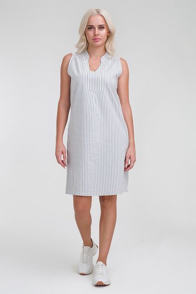 Bold & Young Γυναικείο ριγέ βαμβακερό φόρεμα με λινό look