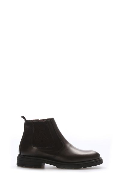 Ayakkabıhane Genuine Leather Brown Men's Chelsea Boots with Fur Inside and Outside Ah 089511113304