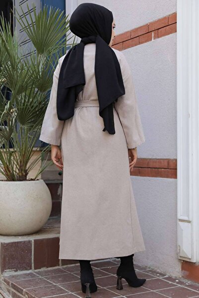 Neva Style Μπεζ Καμιζόλα Hijab - Με Ζώνη, Μοντέλο 61302BEJ