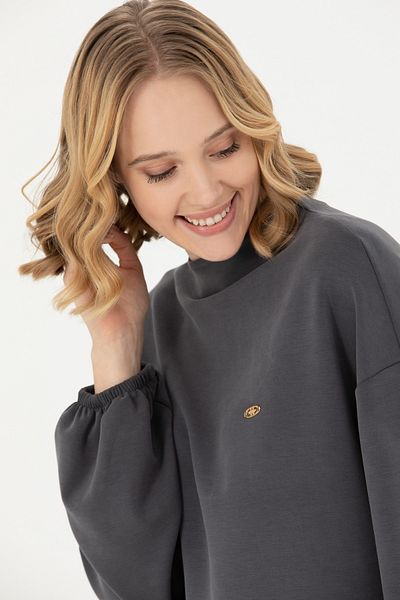 U.S. Polo Assn. Women's Anthracite Stand Collar Sweatshirt 50277166 -Vr006