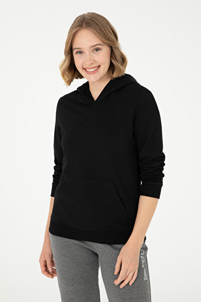 U.S. Polo Assn. Kadın Siyah Kapüşonlu Sweatshirt 50296947-VR046
