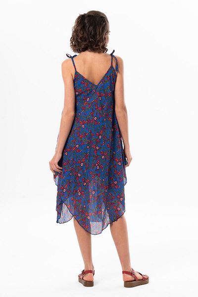 Eliş Şile Bezi Καλοκαιρινό φόρεμα Saks Checked Midi - Strappy Aphrodite 6171