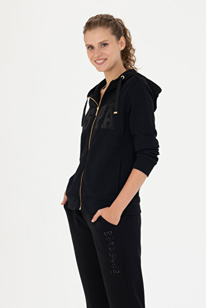 U.S. Polo Assn. Γυναικείο Μαύρο Φούτερ με κουκούλα Basic 50272060-VR046