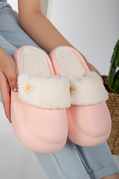 PLN SHOES Eva Sole Soft Silent Αποσπώμενες Γούνινες Χειμερινές Παντόφλες Σπιτιού
