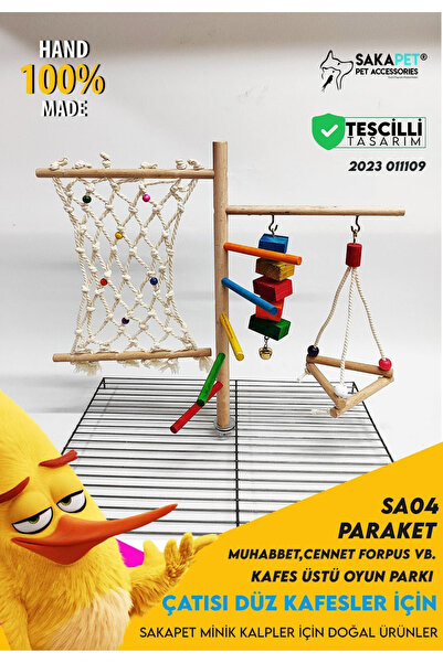SAKAPET Kafes Üstü Oyun Parkuru Muhabbet Kuşu Cennet Sevda Papağanı Forpus SA4