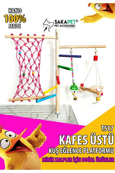 SAKAPET Sultan, Paradise, Sevda and Forpus Parrot - Cage Top Parkour with Budgie Toy Ts17