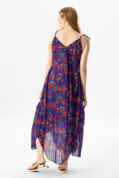 Eliş Şile Bezi Strappy Voile Aphrodite Midi Summer Dress Purple 6084