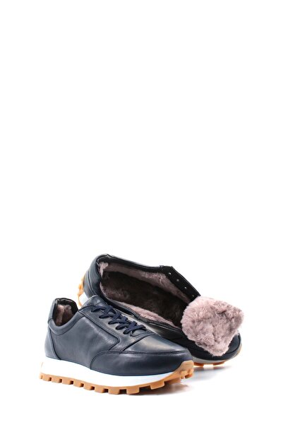 Ayakkabıhane Pantofi sport pentru bărbați, albastru marin, cu blană la interi...