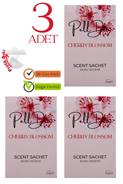 PellDio Home 3'lü Kiraz Çiçeği Dolap Ayakkabılık Ve Çekmece Parfümlü Kese Kok...