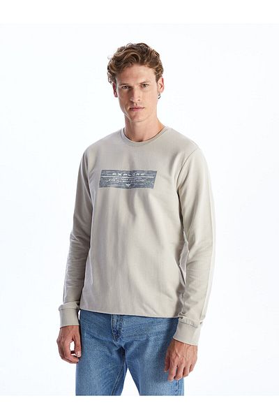 LC Waikiki Ανδρικό φούτερ με μακρυμάνικο εμπριμέ Lcwaıkı Classic Crew Neck