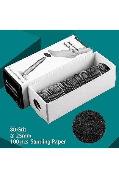 ELLEA NAIL Pododisk Spare Sandpaper Medium 25 Mm 100 Pieces 80 Grit