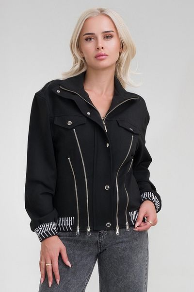Bold & Young Jachetă de damă din țesătură lycra din poliester viscoză cu accesorii cu fermoar și buzunare