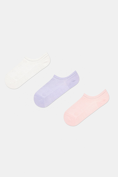 Penti Малки сърцевидни бели и розови 3-пакетни чорапи за маратонки