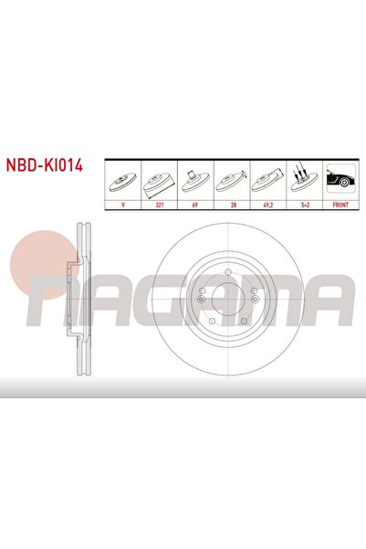 NAGAMA Fren Diski Kia Sorento 2.0 CRDI (XM) 09-05, Hyundai Santa Fe Ön - 321 MM