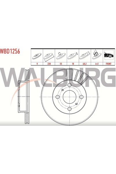 WALBURG Fren Diski Toyota Corolla E9 1.6 87-93 Ön - 239 MM