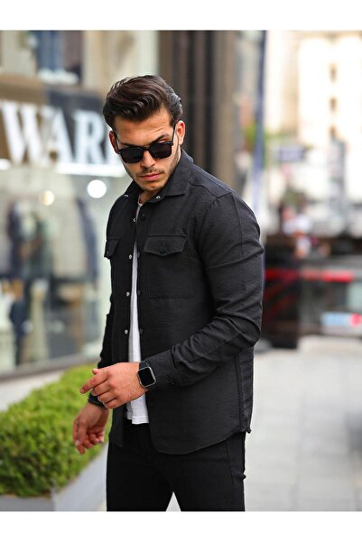 Valiberta Πουκάμισο/Μπουφάν με μοτίβο με διπλή τσέπη - Μαύρο