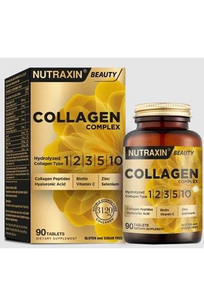 Nutraxin Collagen Beauty Complex 90 Tbl - Hydrolyzed Type, Biotin, Zinc, Copper and Hya Attached