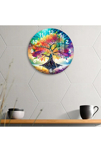 TekTablo Duvar Saati, Cam Duvar Saati, Salon İçin Saat Modelleri 36x36 cm