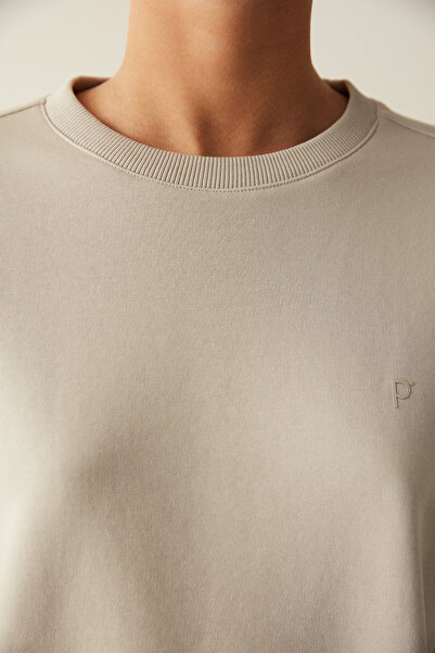 Penti Taş Renk Bisiklet Yaka Dikiş Detaylı Sweatshirt