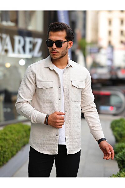 Valiberta Πουκάμισο/Μπουφάν με μοτίβο με διπλή τσέπη - Πέτρα