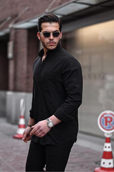 Valiberta Flam Linen Single Pocket Shirt - Black