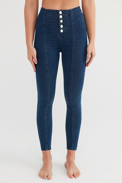 Penti Denim plave leggins sa detaljnim dugmićima