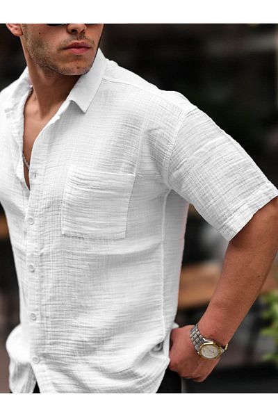 Valiberta Oversize Muslin Fabric Single Pocket Shirt - White