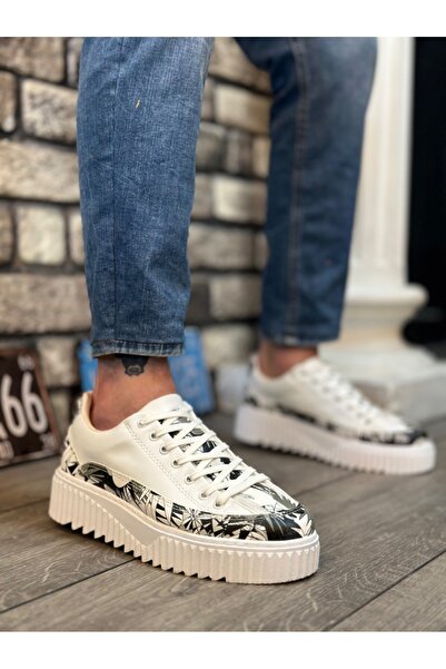 BOA High Sole Black Patterned Men's Sports Shoes - Ba0801