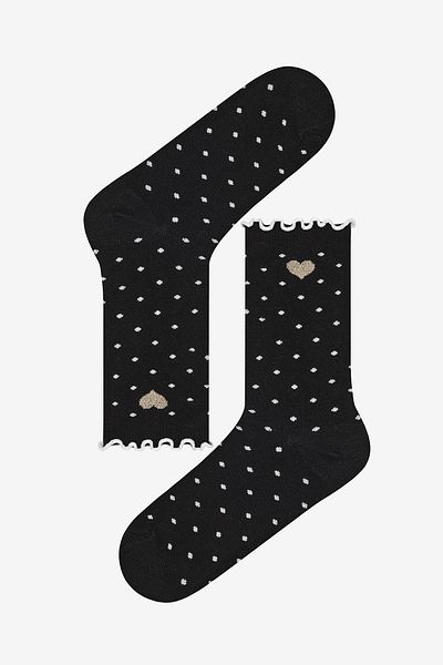 Penti Black Gray Heart Frill 2-piece Socks Set