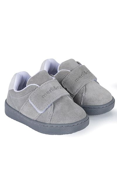 Merli&Rose Tenis pentru copii din piele intoarsa gri - Merli, model 115-13