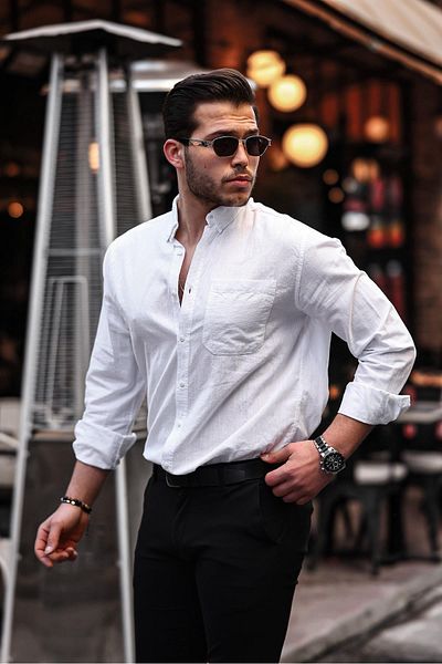 Valiberta Flam Linen Single Pocket Shirt - White