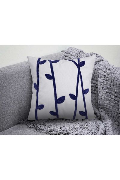 RUGSMODERN Dark Blue Branch and Leaf Patterned Bohemian Punch Throw Pillow - Throw Pillow23