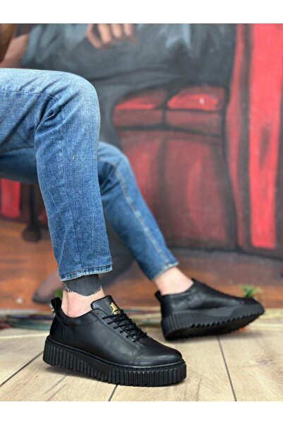 BOA Ba8104 Boa High Black Sole Black Skin Lace-Up Men's Shoes