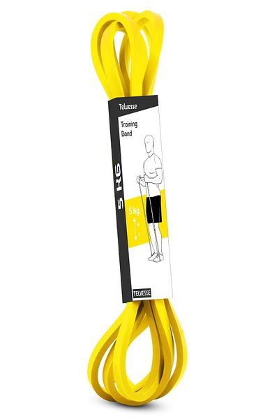 Telvesse 5kg Resistance Band - Muscle Building Rubber, Lightweight Hard Fitness Pilates Cross Training Band, Yellow