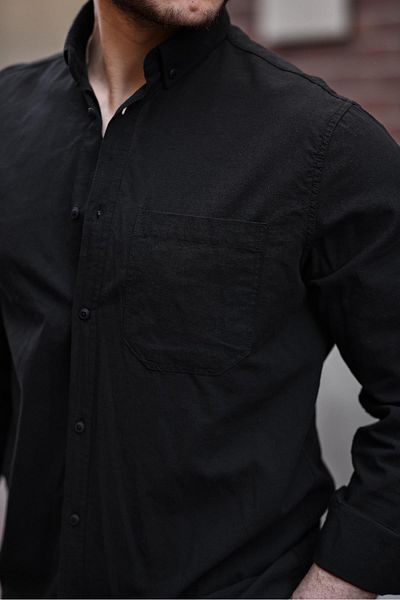 Valiberta Flam Linen Single Pocket Shirt - Black