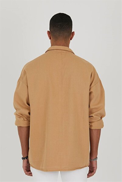 Valiberta Cămașă oversize din gabardină bej pentru bărbați