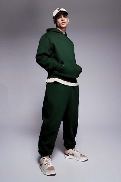 BayBayan Ανδρικό Oversize Winter Kangaroo Pocket Model Σετ απλό αθλητικό κοστούμι