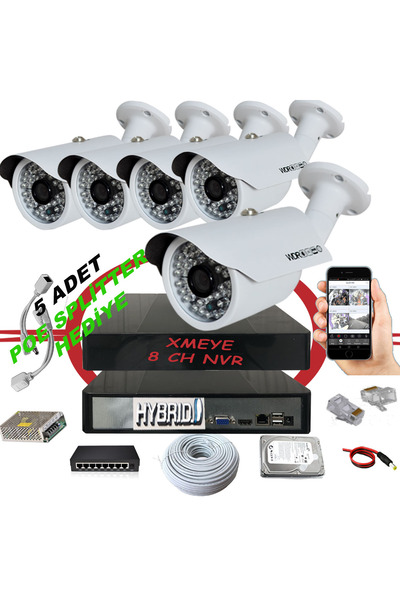 BİSES 5' li 5 MP 1940P Sensör 6 Megapiksel Sony Lens Metal Kasa IP Güvenlik K...