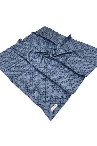 Pierre Cardin Μεταλλικό Μπλε Μεταξωτό Φουλάρι - 8631438-924