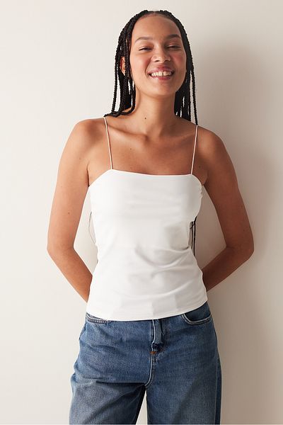 Penti Weißes Athleten-Camisole mit dünnen Trägern
