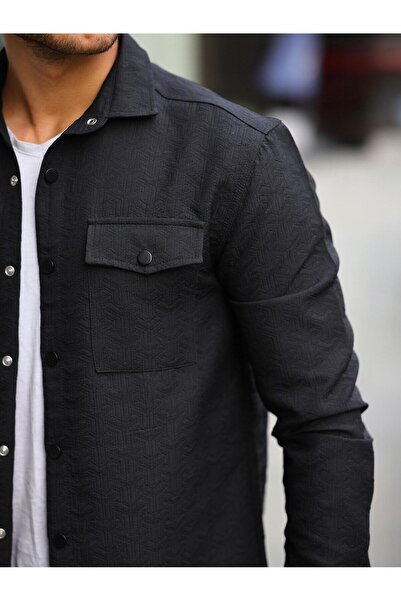 Valiberta Πουκάμισο/Μπουφάν με μοτίβο με διπλή τσέπη - Μαύρο