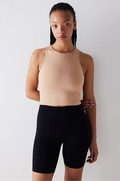 Penti Beige Crop Halter Collar Top