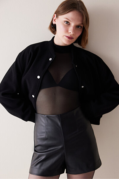 Penti FT Faux Leather Black Shorts