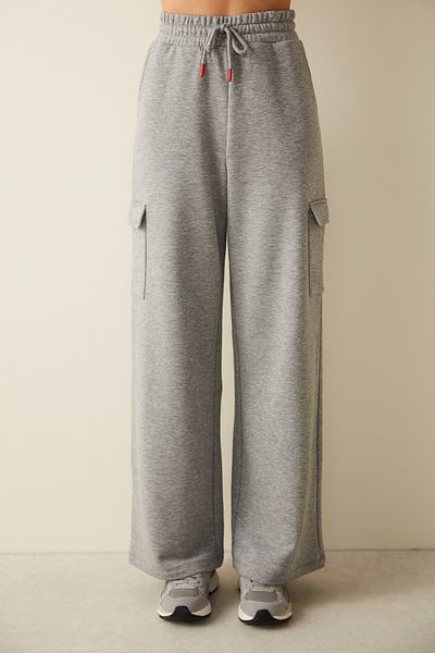 Penti Gray Melange High Waist Wideleg Cargo Pants