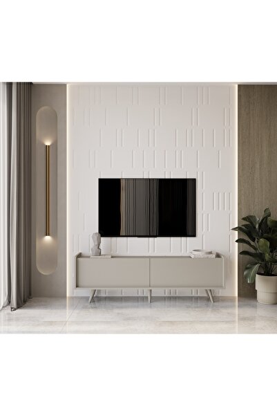 enwood RİGEL KUM TAŞI RENGİ MDF 2 KAPAKLI (DÜŞME KAPAK) AHŞAP AYAKLI 140 CM C...
