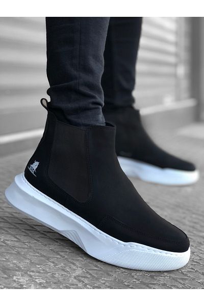 BOA Ba0150 Laceless Strapped Men's High Sole Black Sports Boots